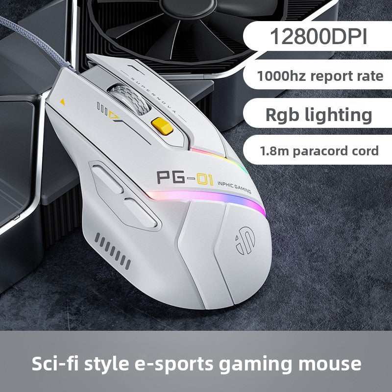Ratón para juegos con cable Inphic PG1 con iluminación RGB