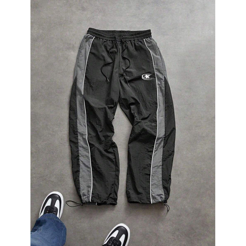Pantalones casuales con puño con cordón para hombre