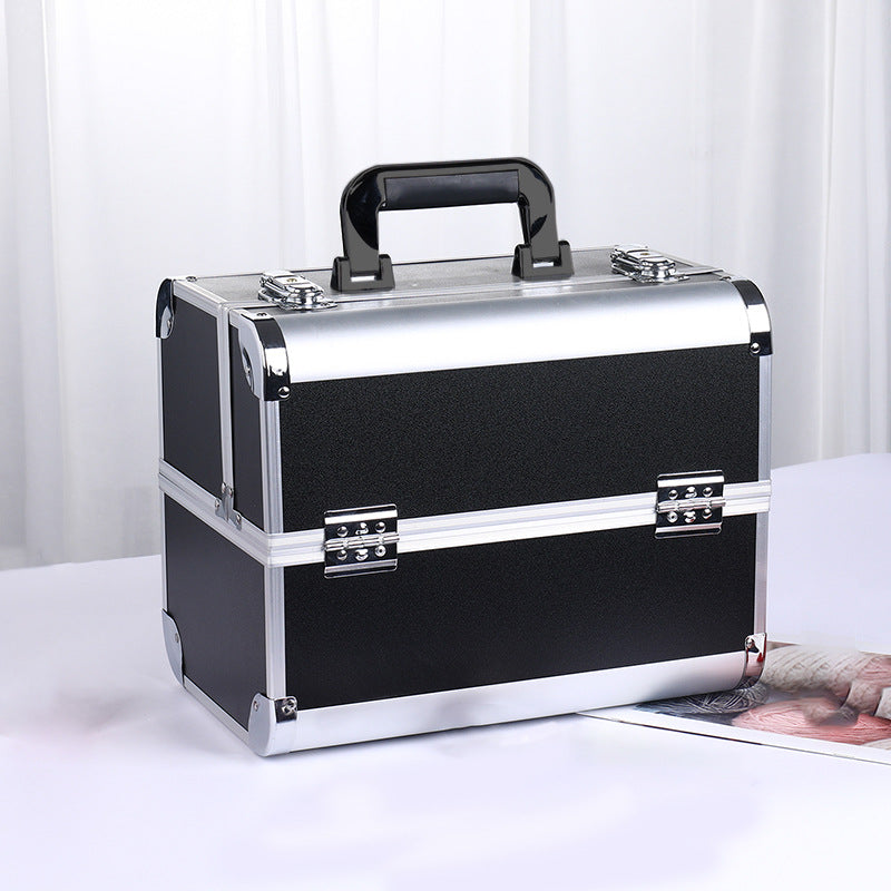 Caja de almacenamiento de maquillaje profesional de aleación de aluminio para herramientas de belleza