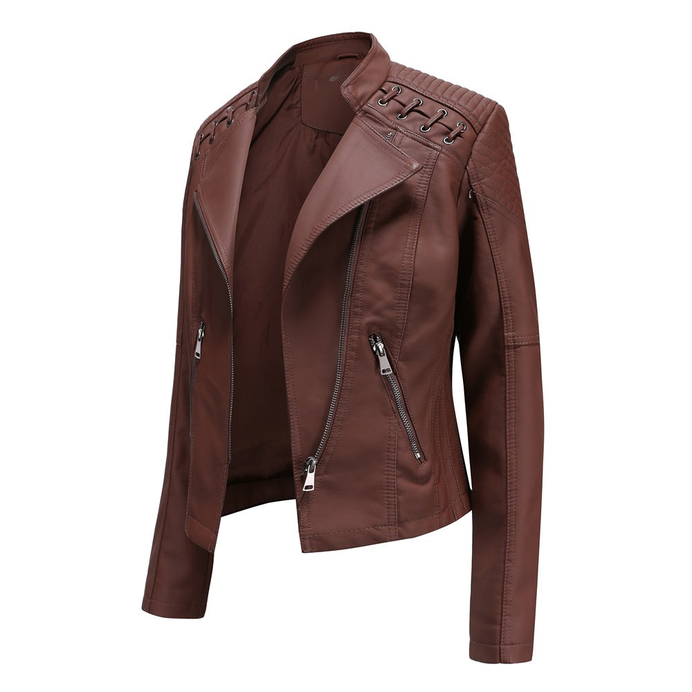 Womens Slim Fit PU Leather Jacket