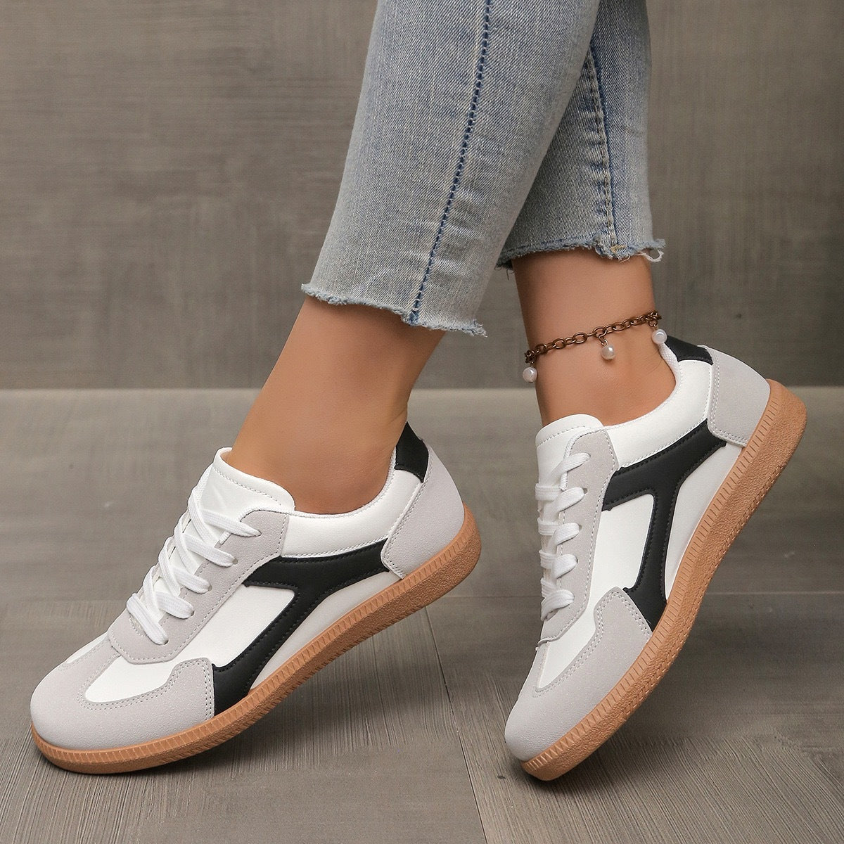 Zapatos deportivos planos retro para mujer