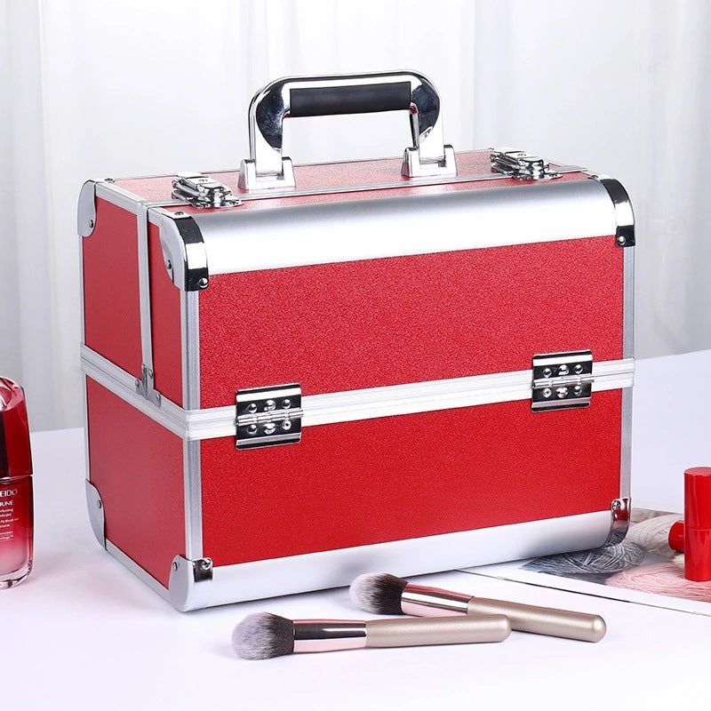 Caja de almacenamiento de maquillaje profesional de aleación de aluminio para herramientas de belleza