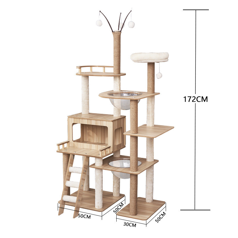 Torre para gatos con postes rascadores y cama