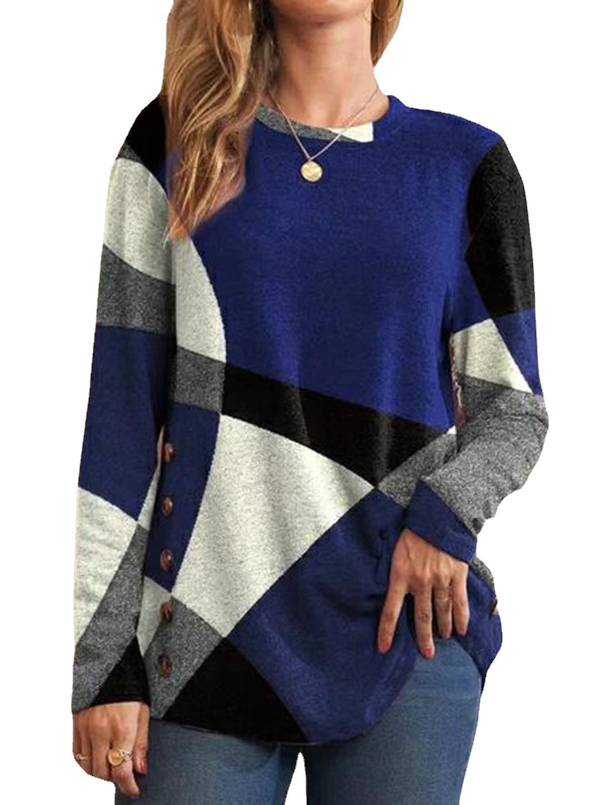 Camiseta de algodón con estampado geométrico para mujer