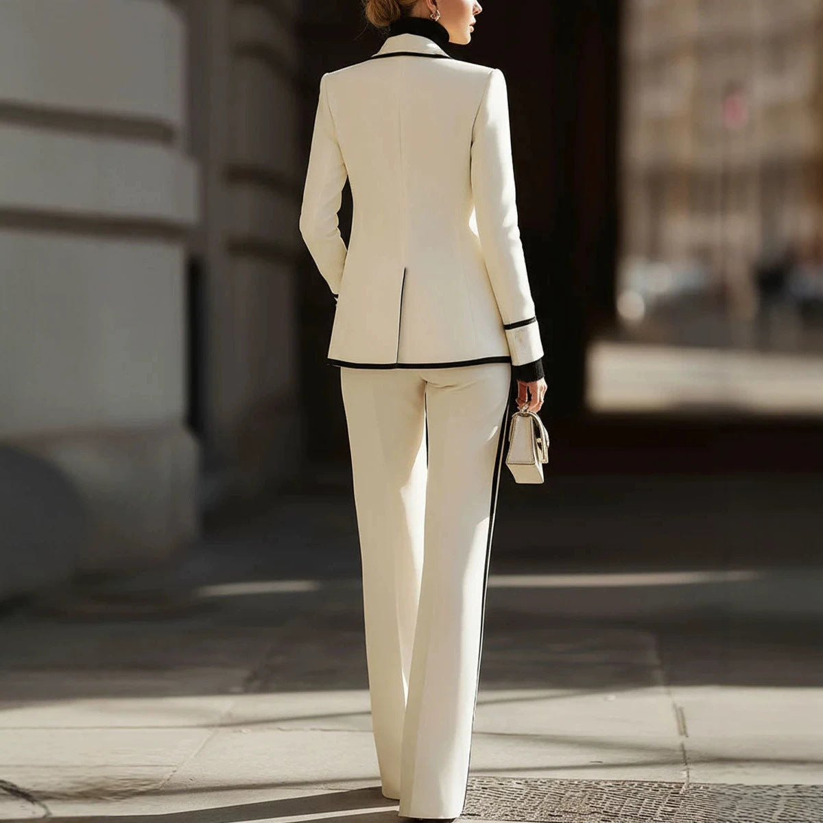Conjunto de chaqueta y pantalón cruzado