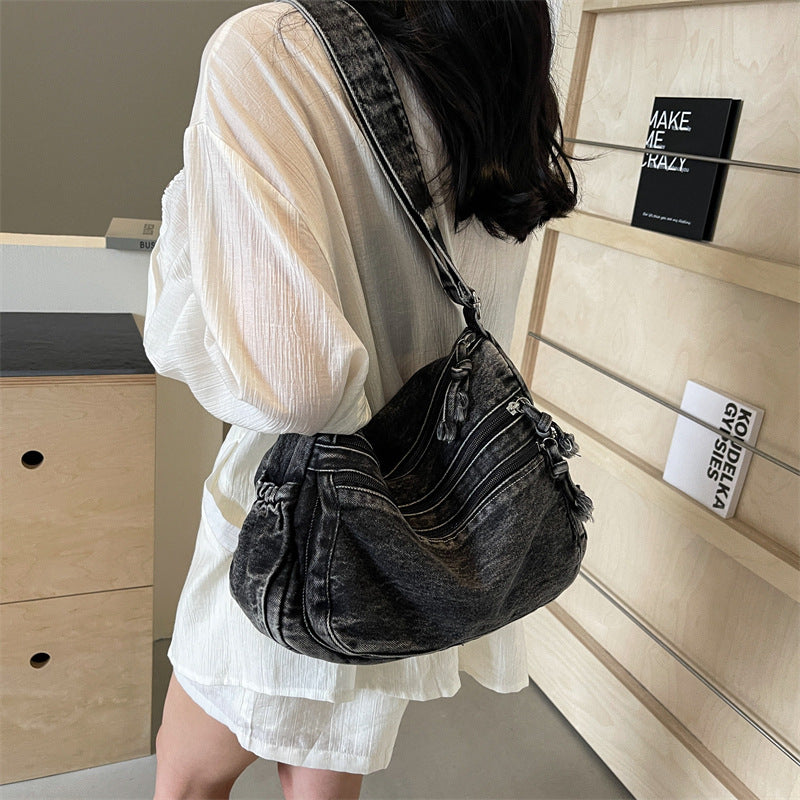 Casual Denim Tote Crossbody Bag