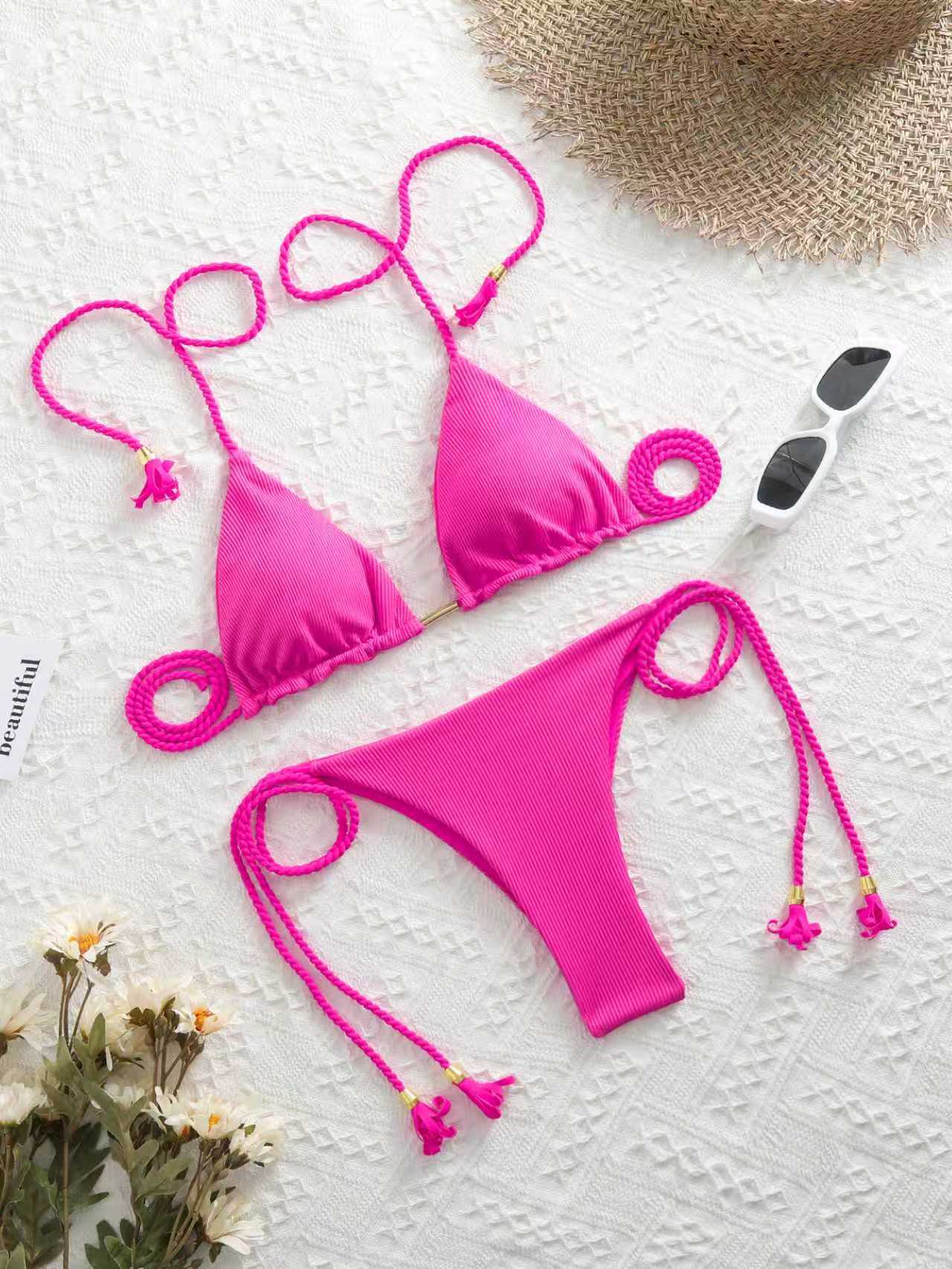 New Sexy Vacation Bikini, Hot Spring Two-Piece Solid Color Swimsuit