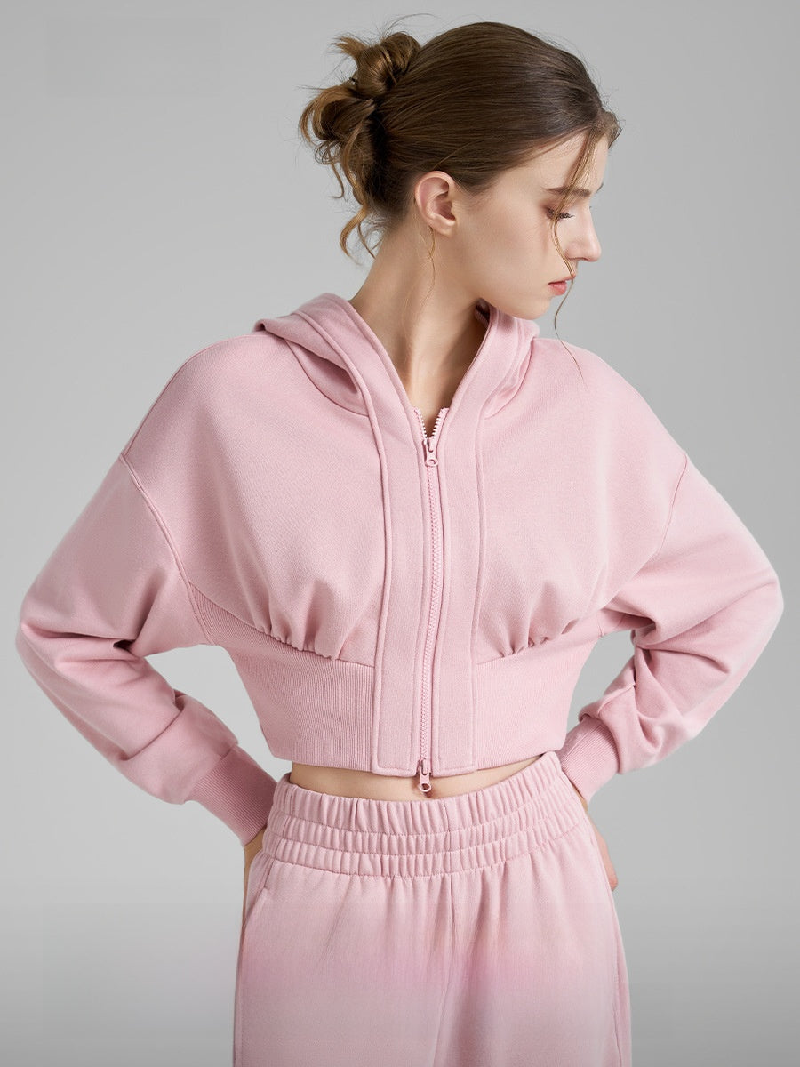 Hooded Yoga Fitness Top with Double Zipper