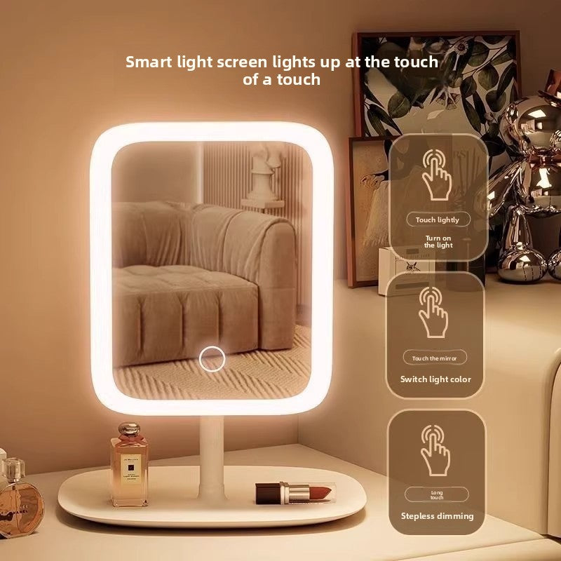 Espejo de maquillaje inteligente con luces LED