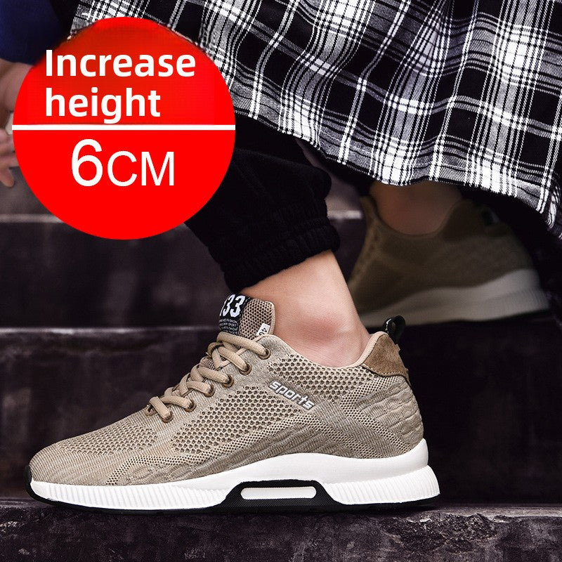 Zapatos deportivos casuales de malla transpirable que aumentan la altura