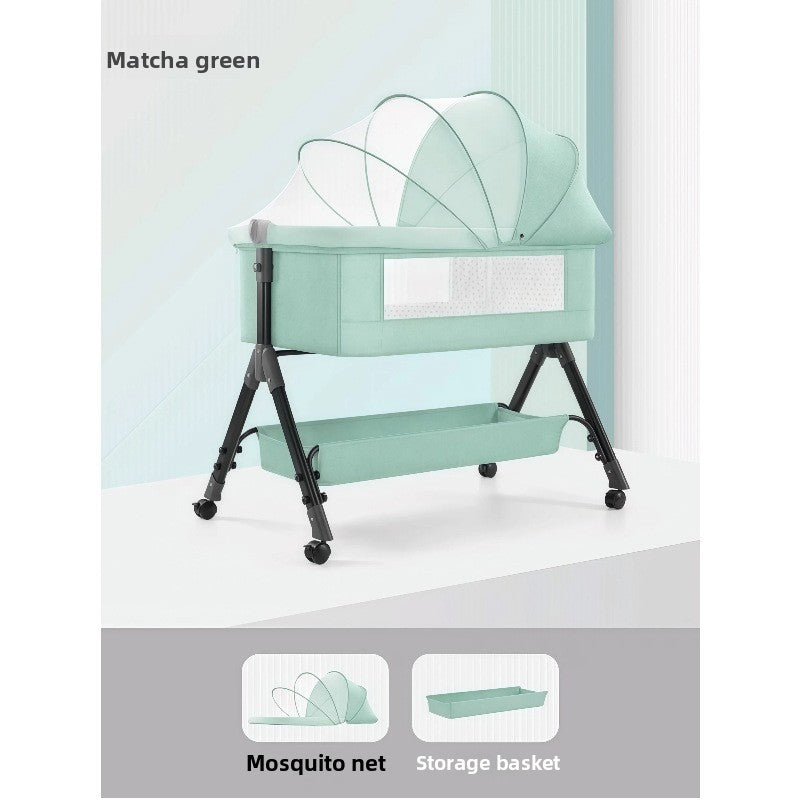 Cuna portátil de altura ajustable con mosquitera