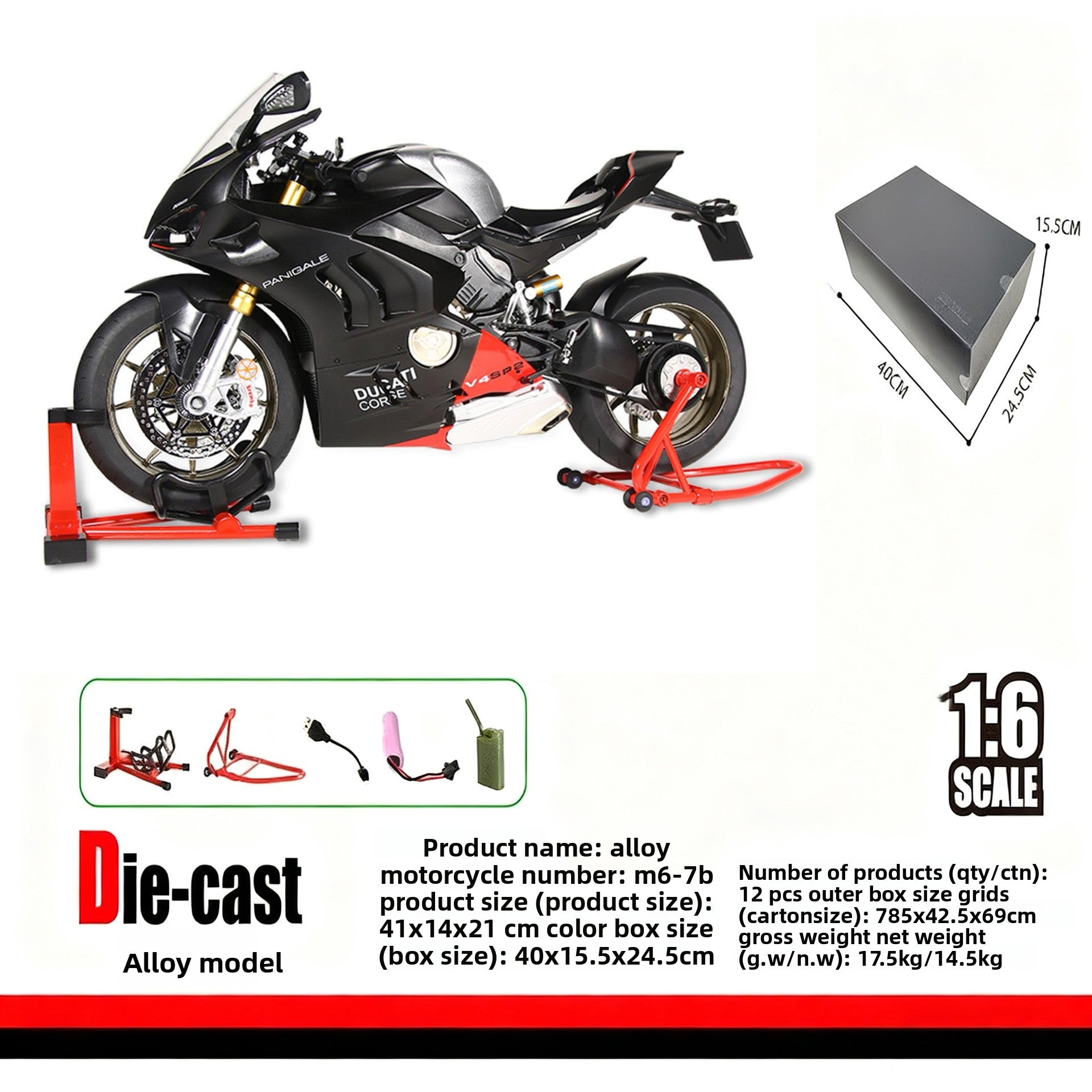 Modelo de motocicleta de aleación Ducati V4R