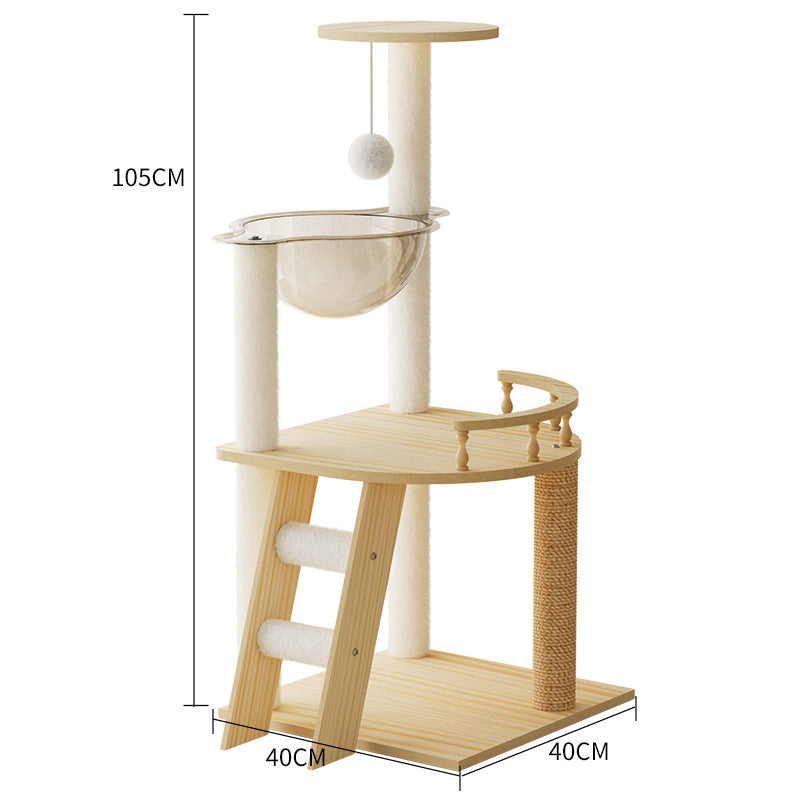 Torre para gatos con postes rascadores y cama