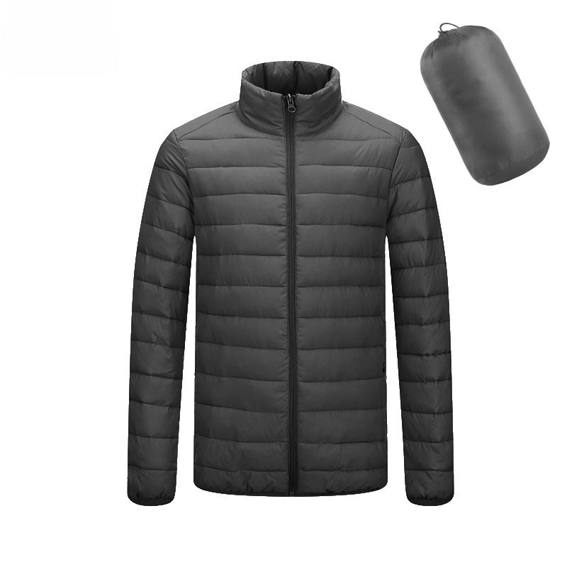 Chaqueta acolchada de algodón con cuello alto y capucha para hombre