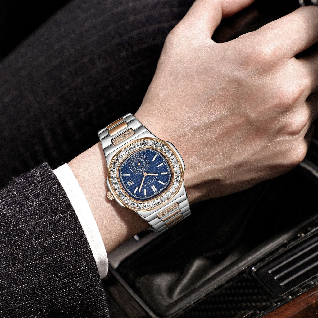 Reloj de cuarzo con acento de diamante para hombre