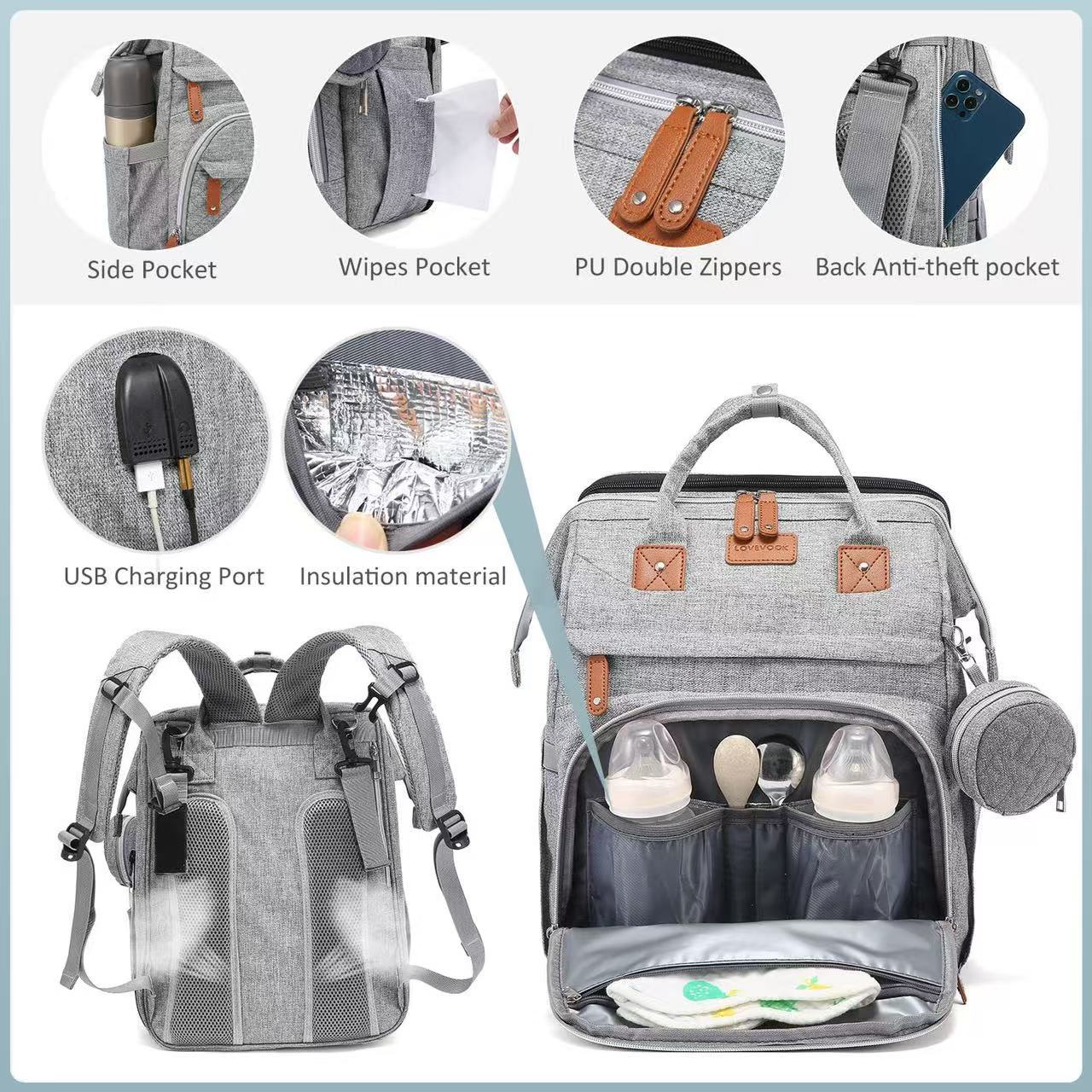 Mochila plegable para cama de bebé con gran capacidad