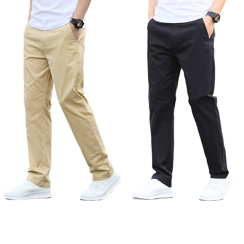 Men's Casual Cotton Stretch Straight-Leg Pants