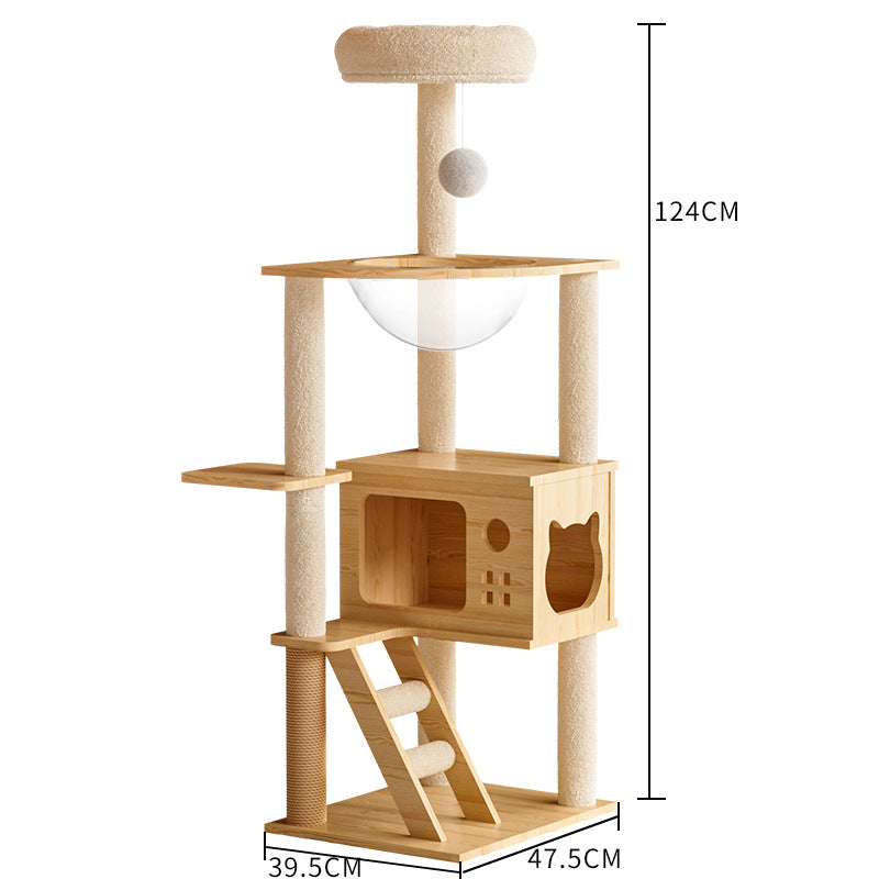 Torre para gatos con postes rascadores y cama
