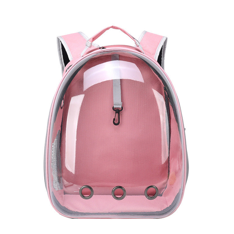 Mochila portátil transparente para mascotas con puerta lateral