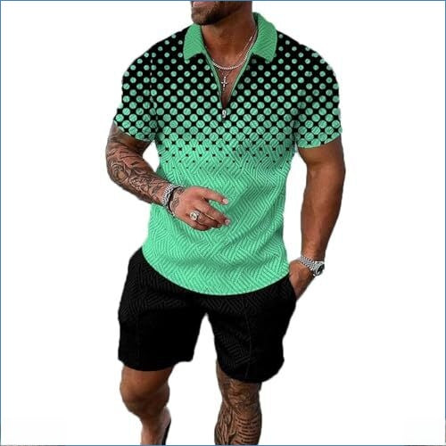 Conjunto de camisa y pantalones cortos de manga corta para hombre