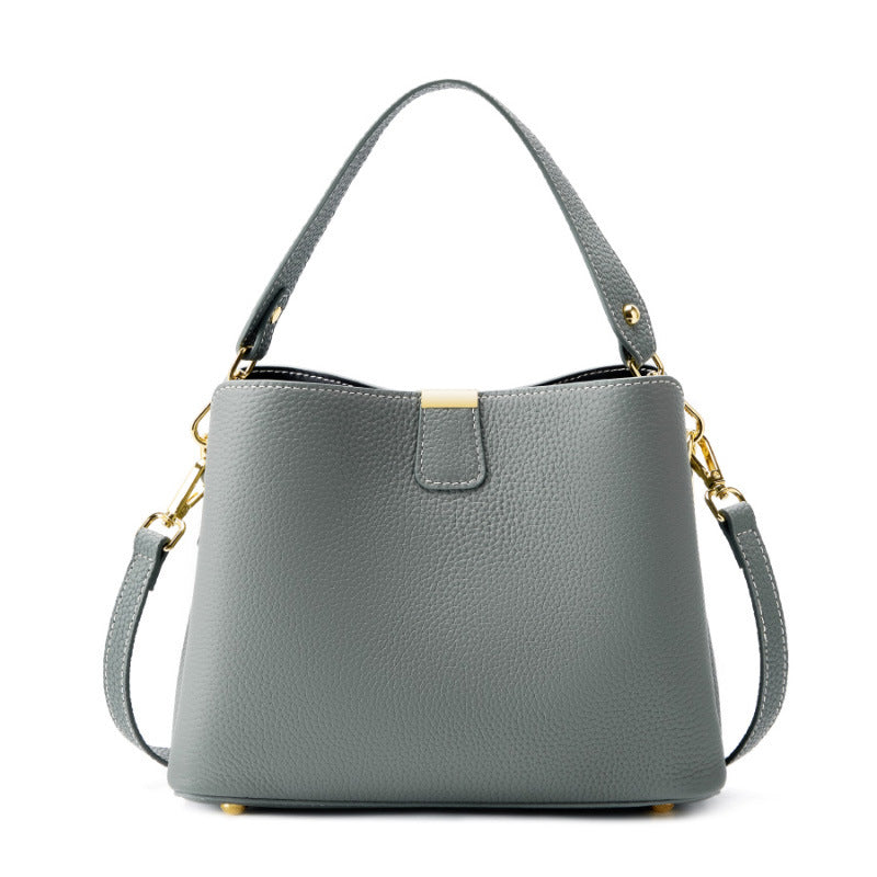 Genuine Leather Bucket Bag Shoulder Crossbody Handbag