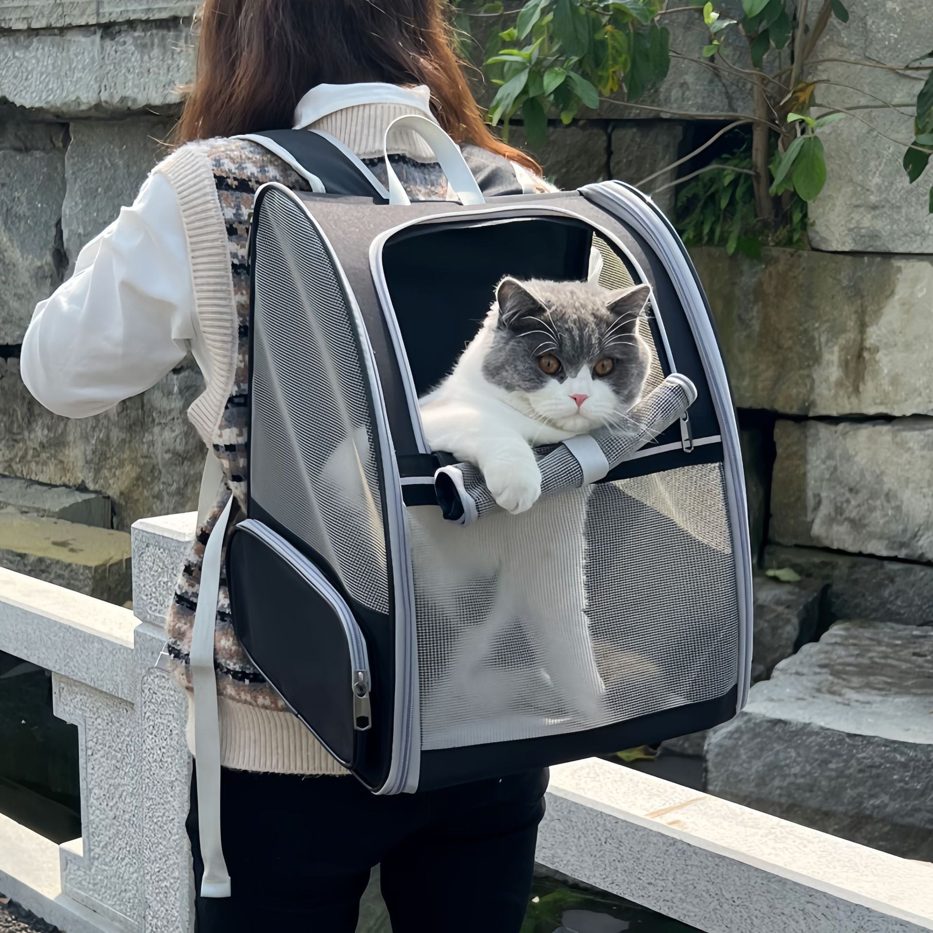Bolsa plegable de doble hombro para mascotas