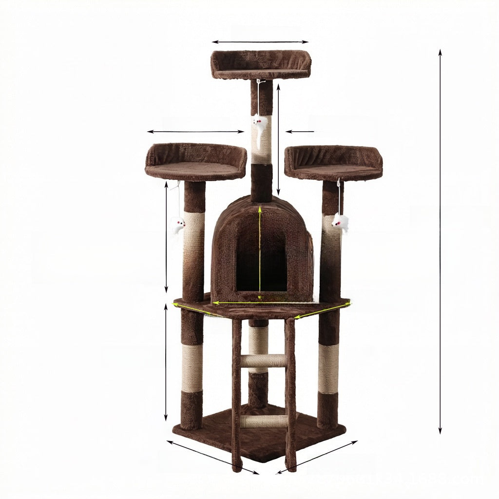 Torre de escalada multifuncional para gatos y cama para gatos
