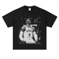 Camiseta de algodón extragrande con estampado de baloncesto retro