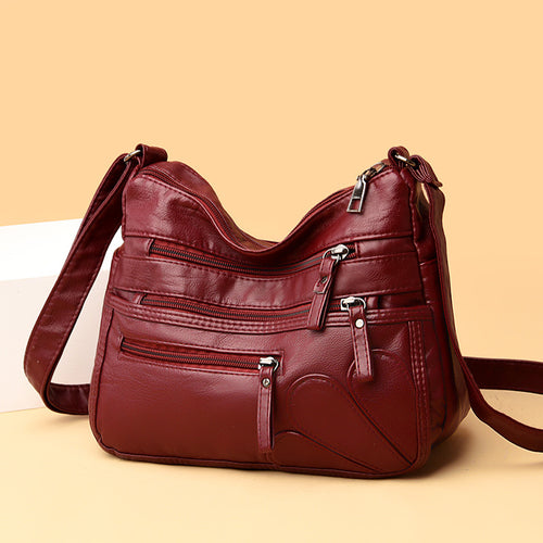 Bolso bandolera de cuero suave con gran capacidad