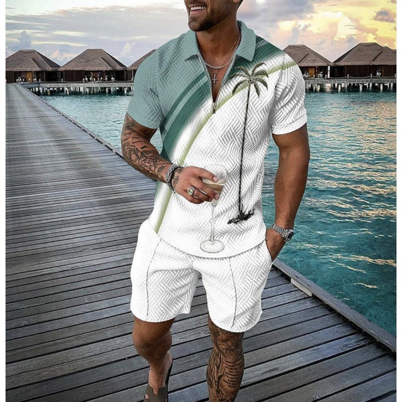 Conjunto de camisa y pantalones cortos de manga corta para hombre