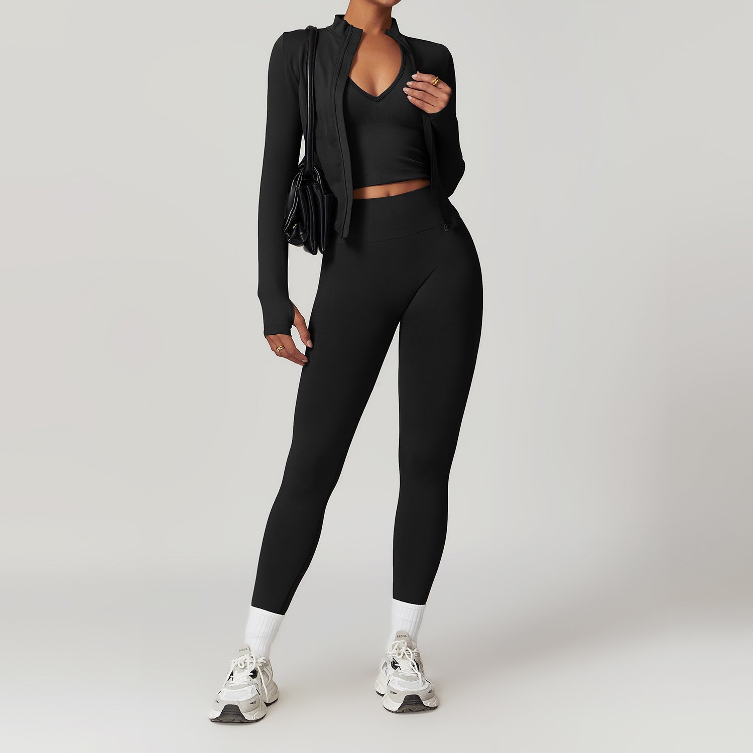 Conjunto de yoga Racerback sin costuras con cintura acanalada