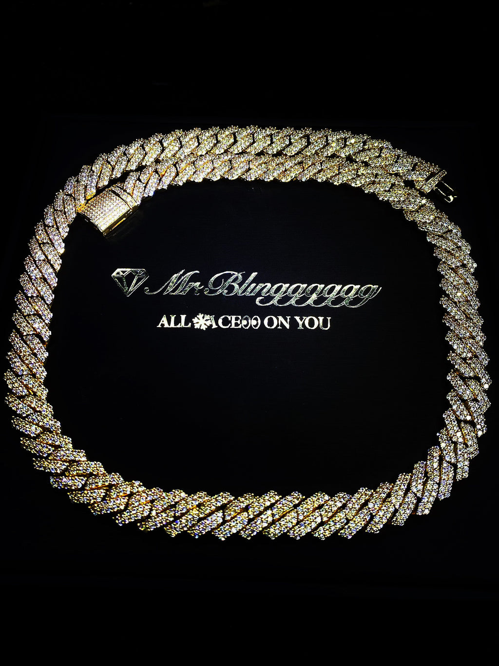 Collar de cadena cubana de diamantes de doble ala