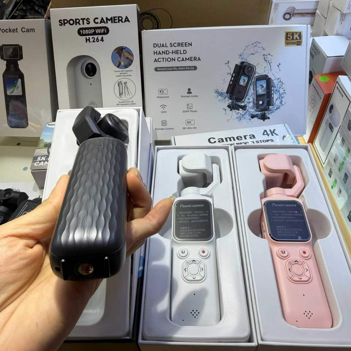 Cámara de bolsillo 4K con Wi-Fi y pantalla táctil