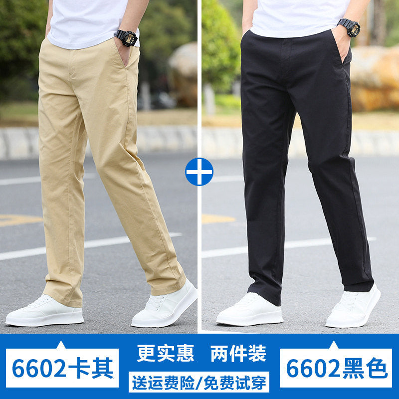 Men's Casual Cotton Stretch Straight-Leg Pants