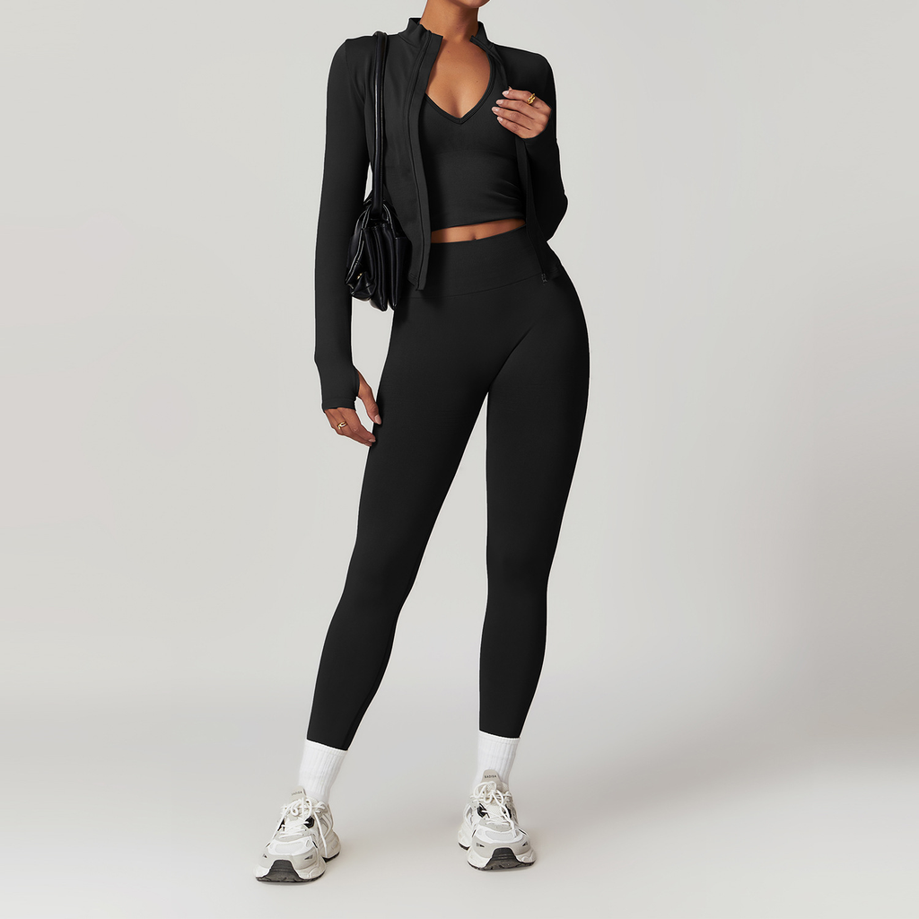 Conjunto de yoga Racerback sin costuras con cintura acanalada