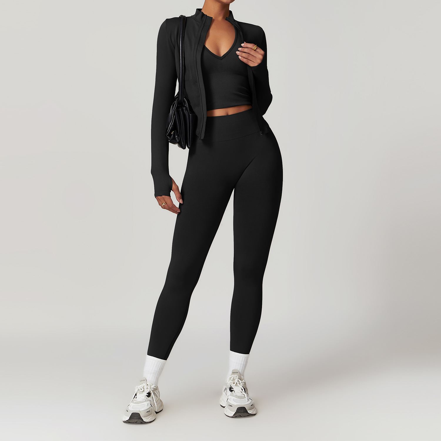 Conjunto de yoga Racerback sin costuras con cintura acanalada