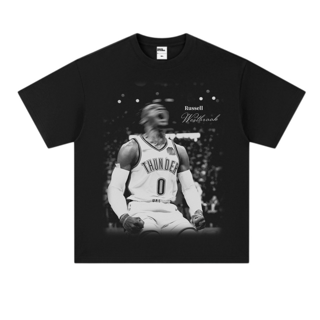 Camiseta de algodón extragrande con estampado de baloncesto retro