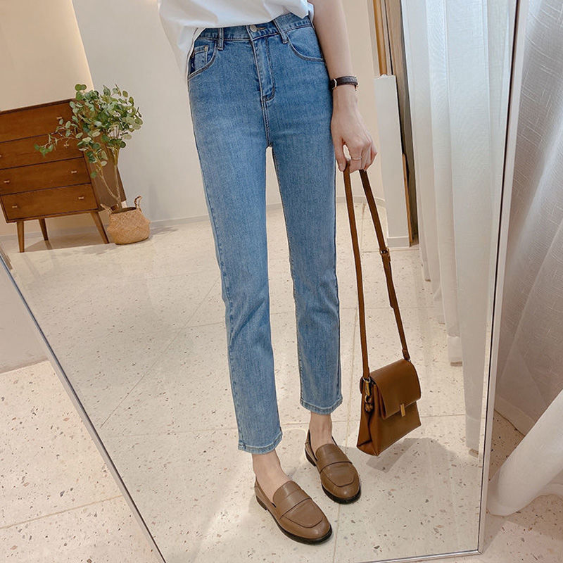 Pantalones de algodón de pierna recta de cintura alta para mujer