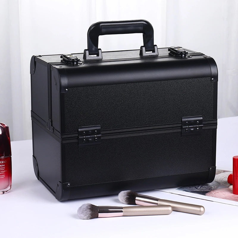 Caja de almacenamiento de maquillaje profesional de aleación de aluminio para herramientas de belleza