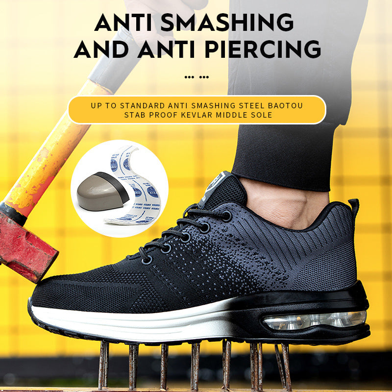 Zapatos de seguridad con cojín de aire ligeros y resistentes al desgaste, antideslizantes y ligeros para hombres