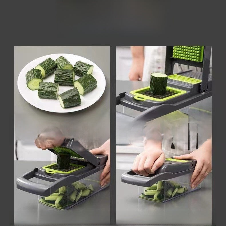 Nuevo cortador de verduras multifuncional transfronterizo Pelar, triturar, cortar en cubitos y cortar el juego de artefactos de cocina Rallador