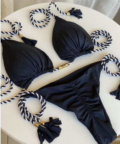 New Sexy Vacation Bikini, Hot Spring Two-Piece Solid Color Swimsuit