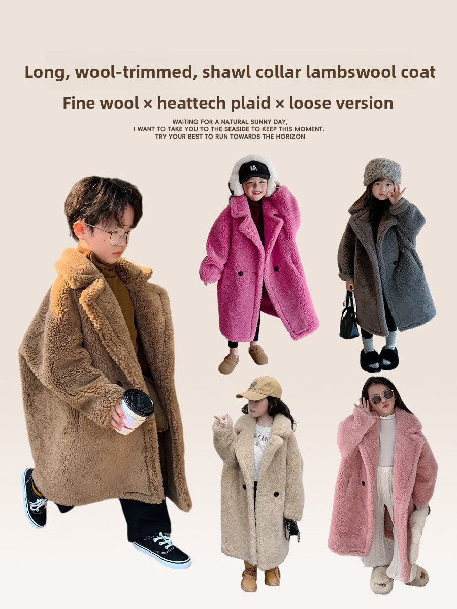Abrigo de invierno de mezcla de lana de peluche para niños