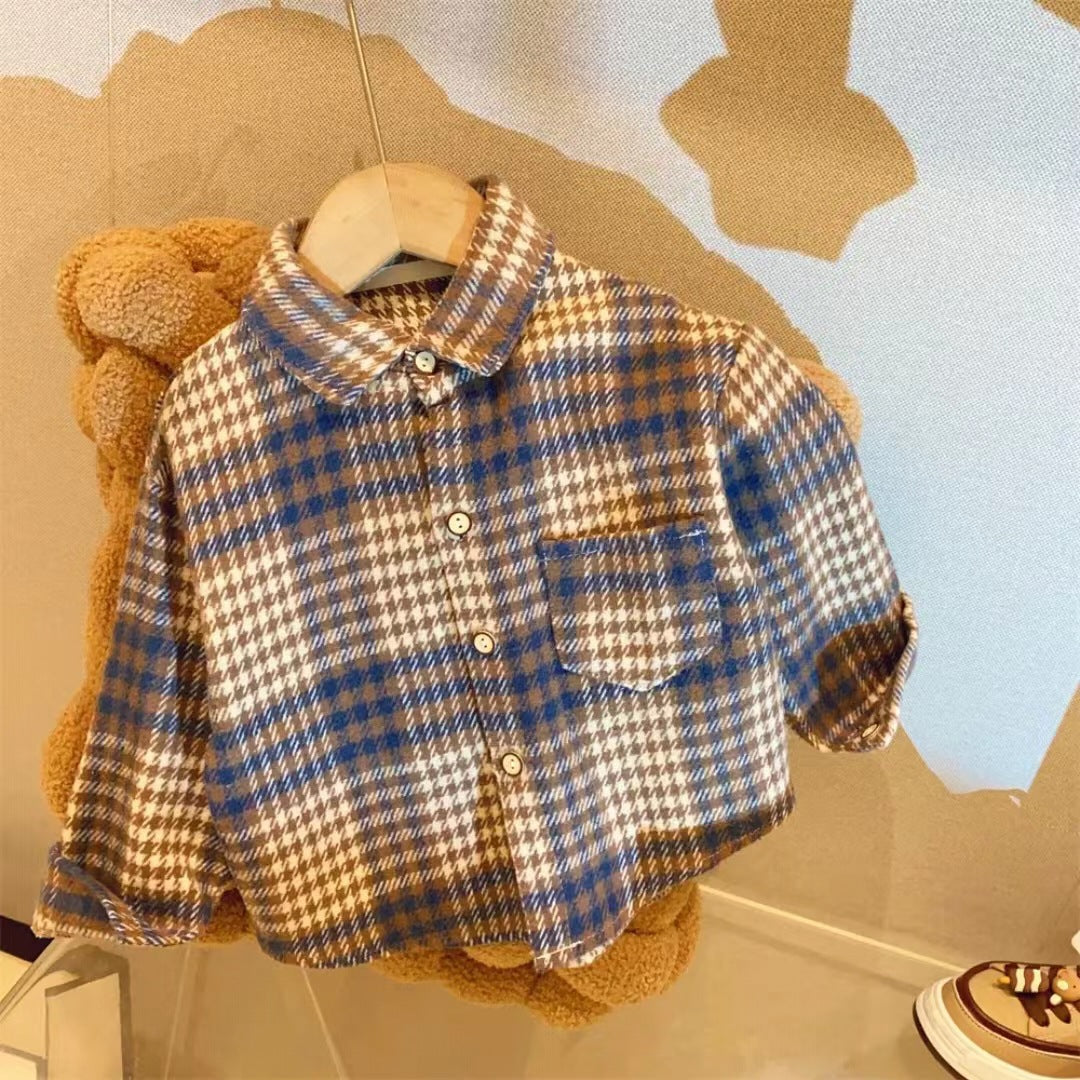 Camisas de solapa para niños con patrones de rayas y cuadrículas