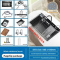 Fregadero de cocina de acero inoxidable con pantalla digital gruesa de 6 mm con grifo de atracción