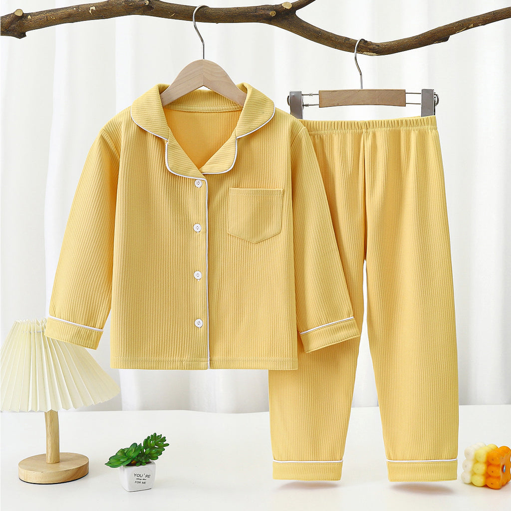 Conjunto de pijama de solapa de manga larga para niños