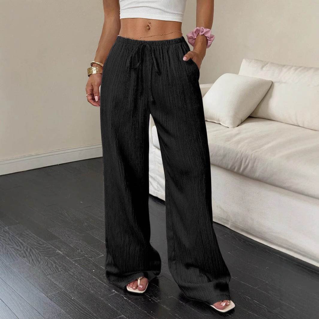 Pantalones casuales para mujer con bolsillos diagonales