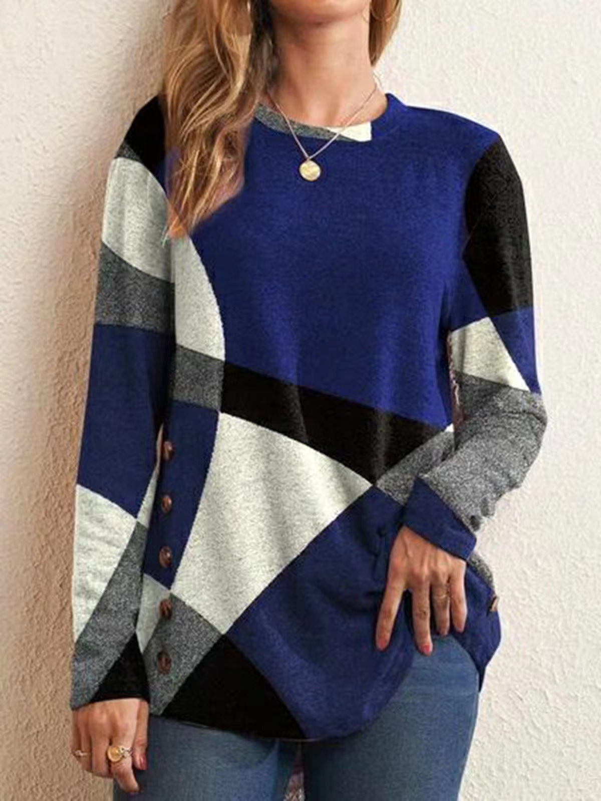 Camiseta de algodón con estampado geométrico para mujer