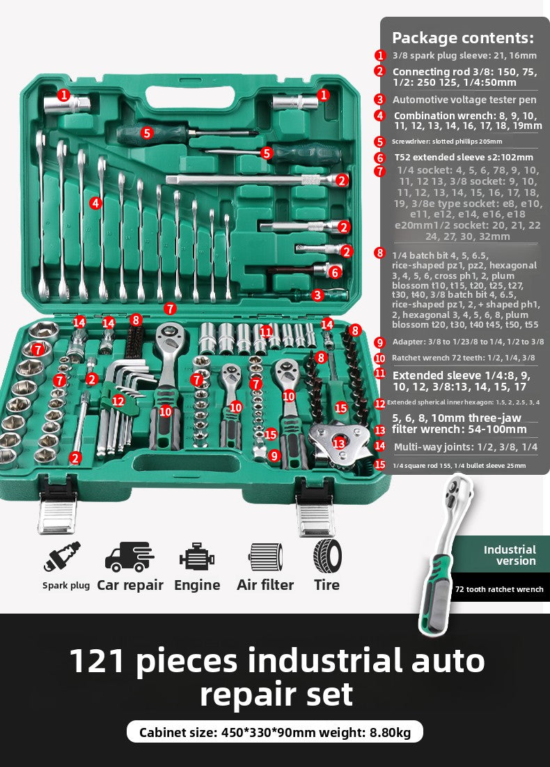 Juego de llave de trinquete Herramientas de reparación automotriz