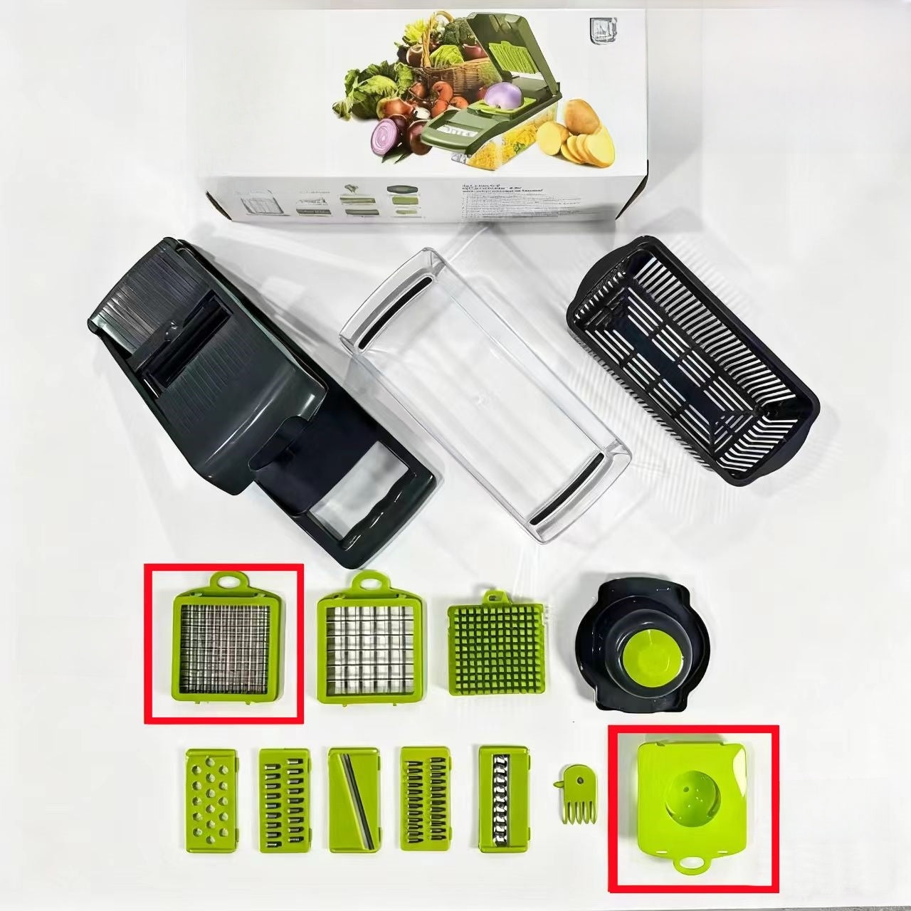 Nuevo cortador de verduras multifuncional transfronterizo Pelar, triturar, cortar en cubitos y cortar el juego de artefactos de cocina Rallador